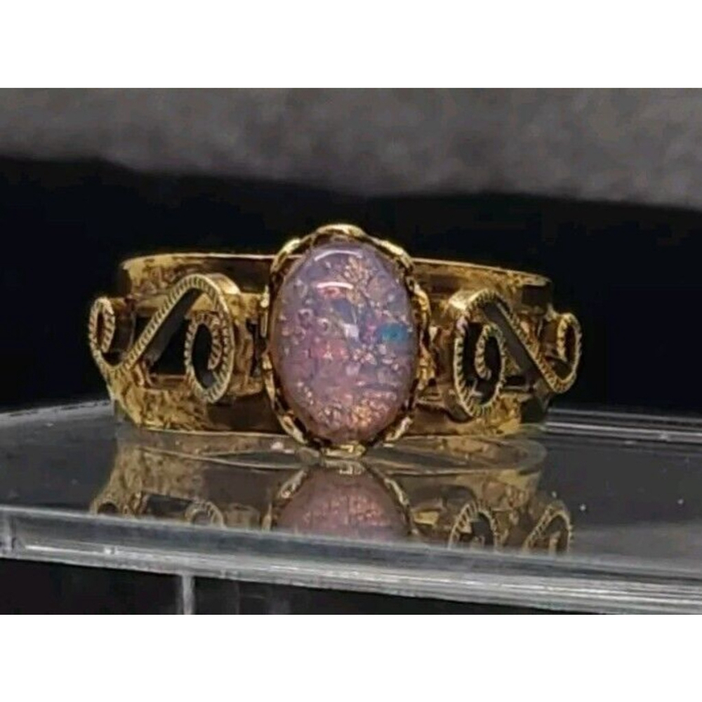 Adjustable Art Deco Faux Opal Ring